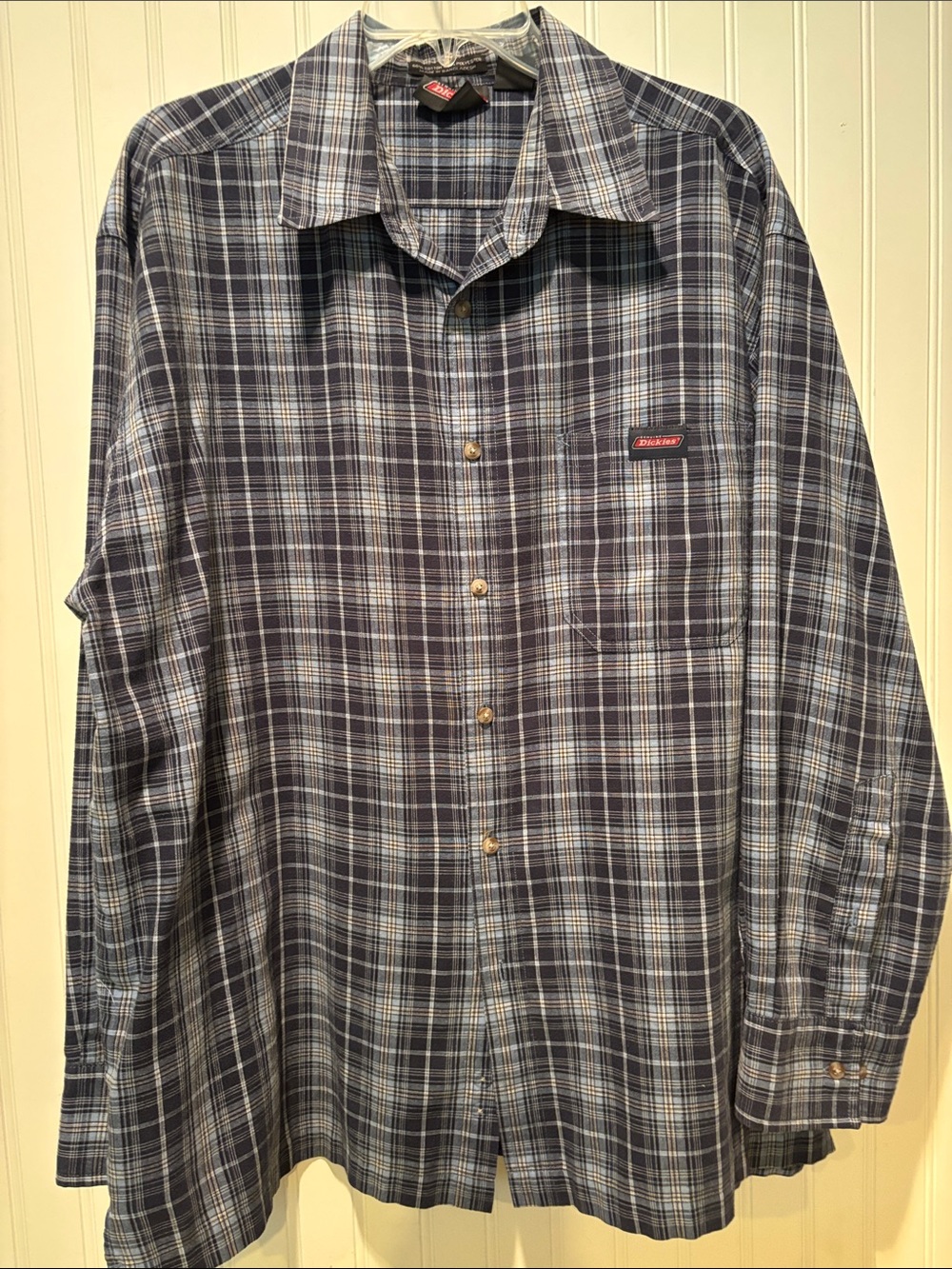 Men’s Long Sleeve Button Down Plaid Dickies Shirt Sz XL